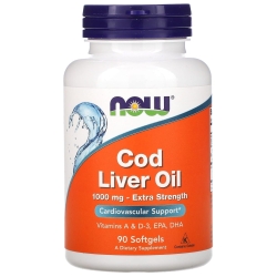 Cod Liver Oil 1000mg, NOW Foods, 90 softgels