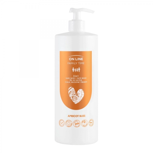 ON LINE Family Time Żel do mycia ciała ,włosów i twarzy 3w1 - Apricot Bliss  850 ml