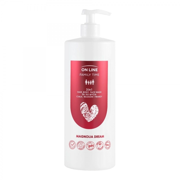 ON LINE Family Time Żel do mycia ciała ,włosów i twarzy 3w1 - Magnolia Dream  850 ml