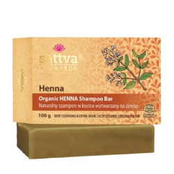 Organiczny szampon w kostce z henną do włosów, Sattva