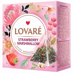 Zielona Herbata z Kawałkami Jagód z Płatkami Kwiatów i Aromatem Truskawek Lovare Strawberry Marshmallow