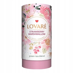 Zielona Herbata z Kawałkami Jagód z Płatkami Kwiatów i Aromatem Truskawek Lovare Strawberry Marshmallow