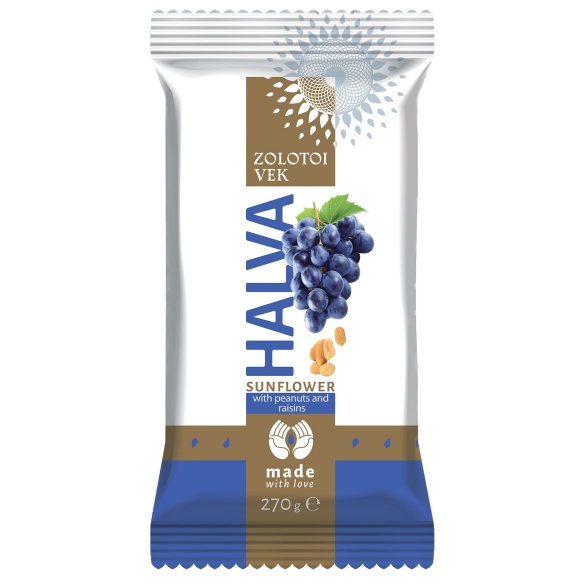 Sunflower Halva Peanuts &amp; Raisins Golden Age, 270g