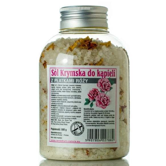 Black Sea Salt, Bath Salt with Rose Petals, Remedium Natura, 500g