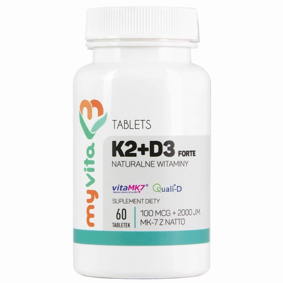 Witamina K2 MK7 100mcg + D3 2000IU, MyVita
