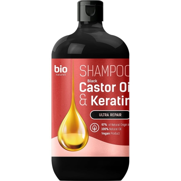 BIO NATURELL Szampon z czarnym olejem rycynowym i keratyną do każdego rodzaju włosów