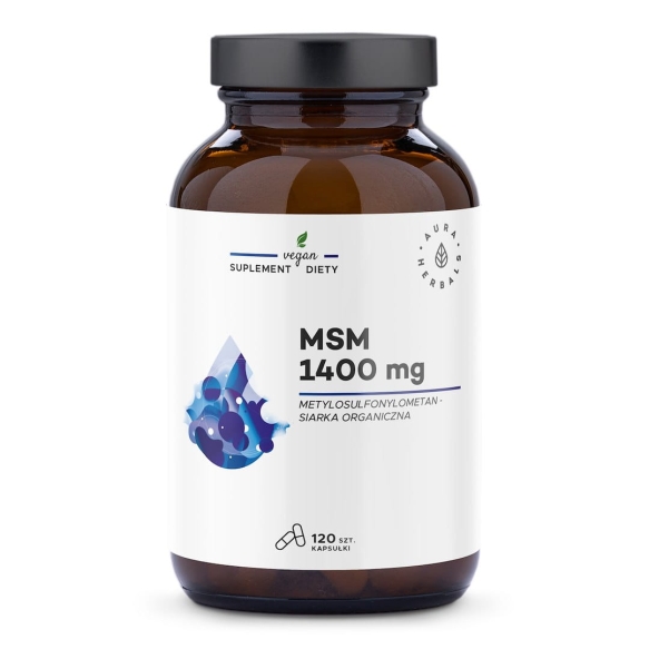 MSM 1400 mg, siarka organiczna, Aura Herbals, 120 kapsułek