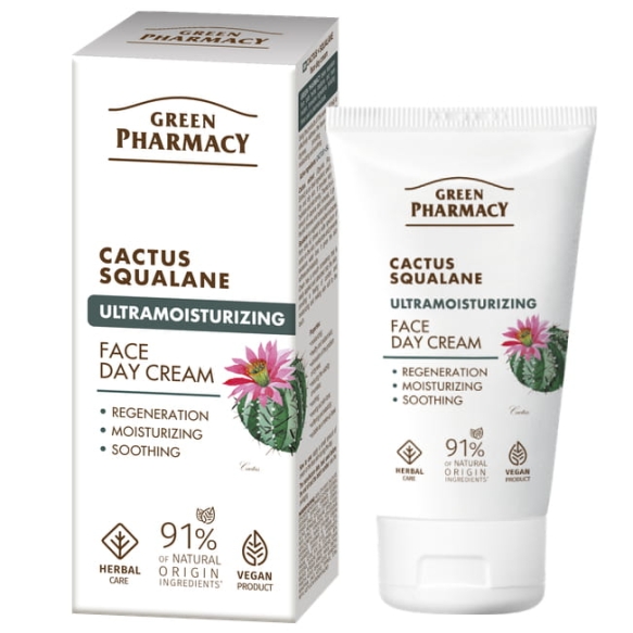 Nawilżający Krem do Twarzy na Dzień z Kaktusem i Skwalanem, Green Pharmacy, 50ml