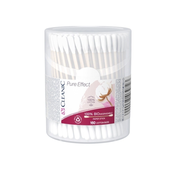 CLEANIC Patyczki higieniczne Pure Effect - 160 sztuk - pudełko okrągłe