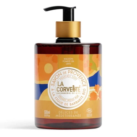 Śródziemnomorskie organiczne mydło w płynie - Przyjemności Morza Śródziemnego, La Corvette, 500ml
