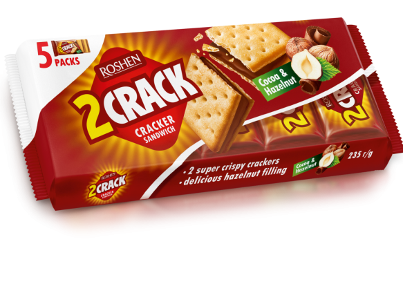 Krakersy Roshen 2 CRACK Ciasteczka z nadzieniem czekoladowym, 190g
