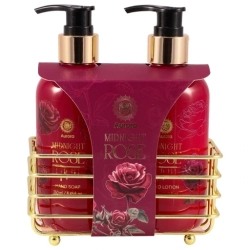Zestaw prezentowy do pięlęgnacji dłoni Midnight Rose Koszyk metalowy - 2 produkty, Aurora