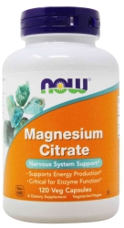 Magnesium Citrate, Cytrynian Magnezu, NOW Foods, 120 kapsułek