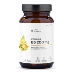 Witamina B5 200 mg, kwas pantotenowy, Aura Herbals, 90 kapsułek
