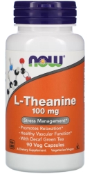 L-Theanine z Zieloną Herbatą 100mg, NOW Foods, 90 kapsułek