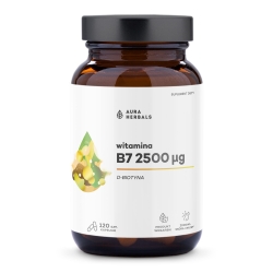 Witamina B7 2500 µg, Biotyna, Aura Herbals, 120 kapsułek