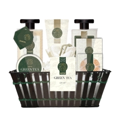 AURORA Zestaw prezentowy z gąbką do kąpieli Zielona Herbata Koszyk - 8 produktów