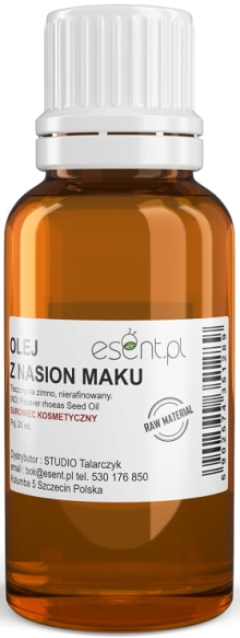Olej z Nasion Maku, Tłoczony na Zimno, Nierafinowany, Esent, 20ml