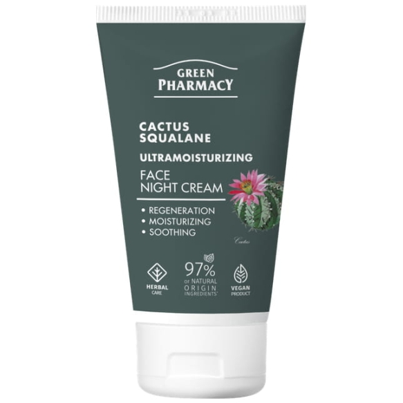 Nawilżający Krem do Twarzy na Noc z Kaktusem i Skwalanem, Green Pharmacy, 50ml