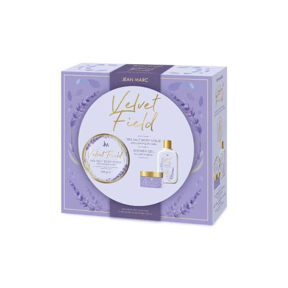 JEAN MARC Zestaw prezentowy damski Velvet Field (Żel pod prysznic 250ml + Scrub do ciała 200ml)