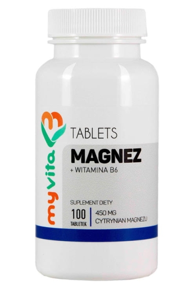 Magnez 450 mg + Witamina B6 Tabletki, MyVita 100 tabletek