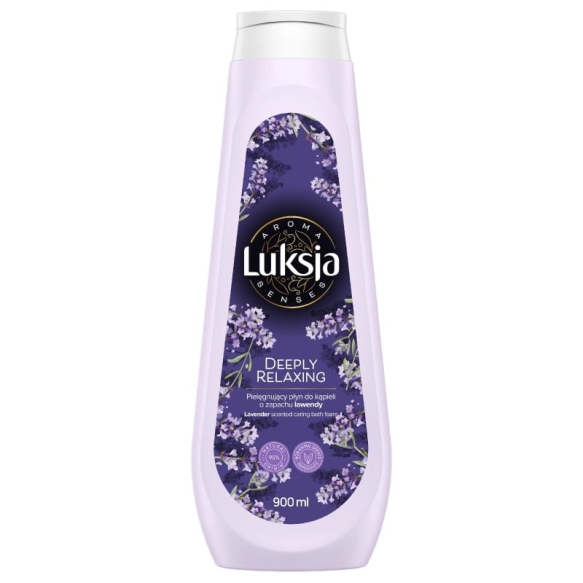 LUKSJA Aroma Senses Deeply Relaxing Pielęgnujący płyn do kąpieli o zapachu lawendy 900 ml