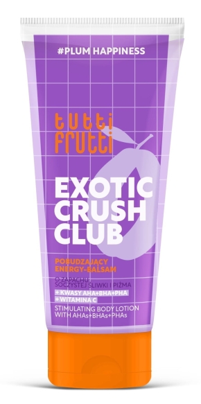 Tutti Frutti PlumHappiness Pobudzający energy-balsam do ciała czarna śliwka + kwasy AHA+BHA+PHA, 200ml