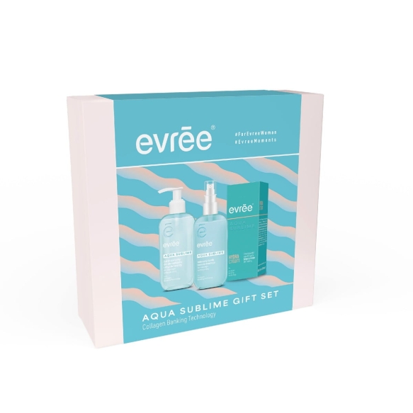 EVREE Zestaw prezentow Aqua Sublime (Krem do twarzy 45ml + Żel micelarny 200ml + Serum esencja 200ml)