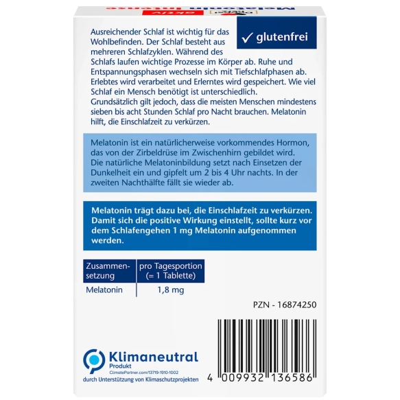 Doppelherz Melatonin Intense, 1.8 mg Melatonin, 40 Mini Tablets