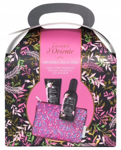 TESORI D`ORIENTE Zestaw prezentowy Imperial Orchid (woda toaletowa 100 ml + krem do ciała 75 ml + kosmetyczka aksamitna)