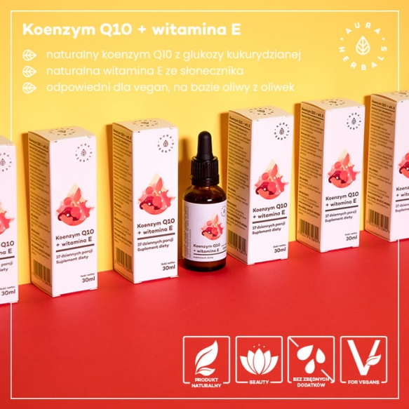 Koenzym Q10+ Witamina E, Krople, Aura Herbals, 30ml
