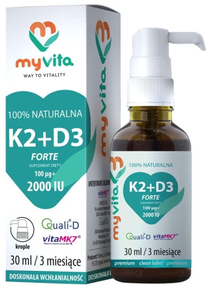 Witamina K2 + D3 2000 FORTE Krople, MyVita, 30ml