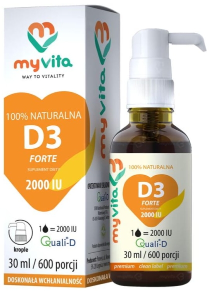 Witamina D3 2000iu w Kroplach, MyVita 30 ml