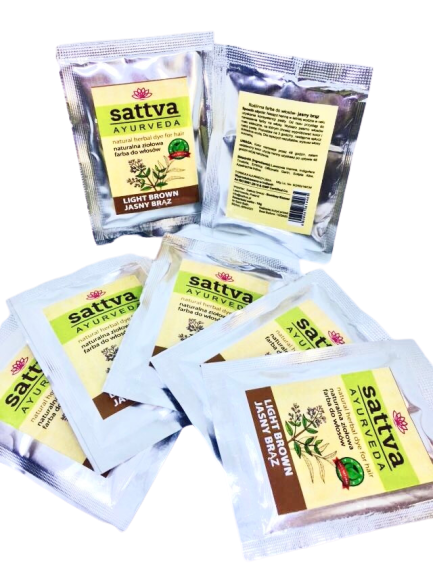 Henna Jasny Brąz, Naturalna Ziołowa Farba do Włosów, Sattva, 10g