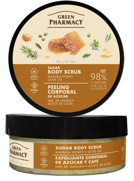 Sugar Body Scrub Manuka Honey &amp; Olive Oil, Green Pharmacy, 200 ml