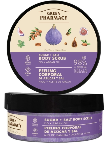 GREEN PHARMACY Peeling cukrowo-solny do ciała Figi i Olej arganowy 200 ml