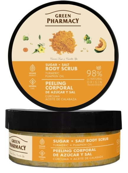 GREEN PHARMACY Peeling cukrowy do ciała Kurkuma + Olejek dyniowy 200 ml