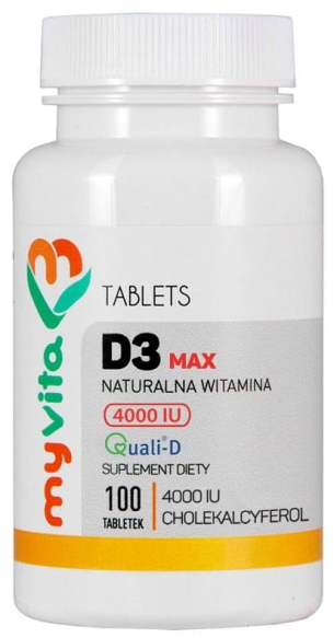 Witamina D3 Forte z Lanoliny 4000IU, Tabletki, MyVita 100 tabletek
