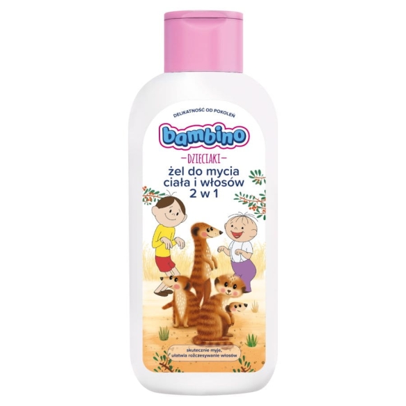 BAMBINO гель для миття тіла та волосся 2-в-1 для немовлят і дітей (Сурикати), 400 мл