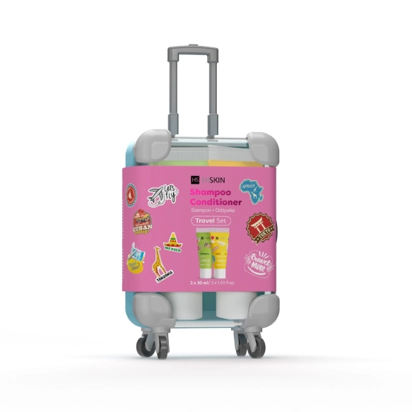 HISKIN Travel Set Zestaw podróżny w mini walizce (szampon 30ml + odżywka 30ml)