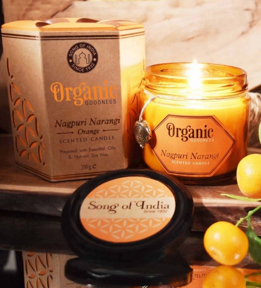 Nagpuri Narangi Pomarańcza Świeca Sojowa z Olejkiem Eterycznym, Organic Goodness