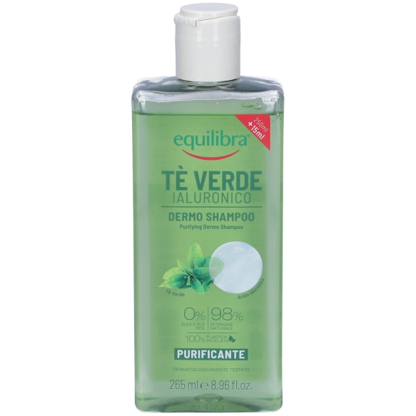 Oczyszczający szampon zielona herbata i kwas hialuronowy, Equilibra, 265ml