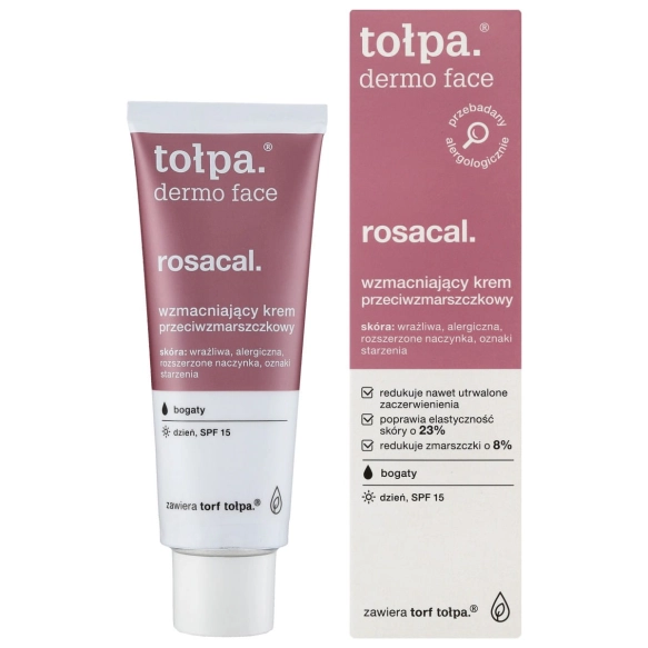 TOŁPA Dermo Face Rosacal Wzmacniający Krem przeciwzmarszczkowy SPF15 na dzień - bogaty 40 ml