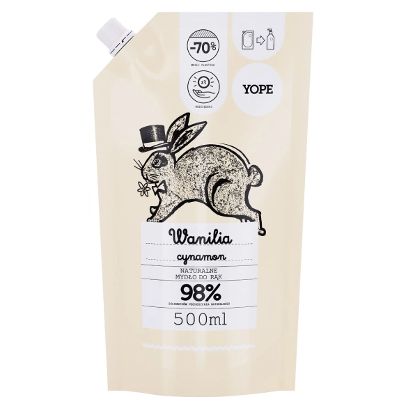 Vanilla &amp; Cinnamon Moisturising Liquid Hand Soap, Refill, Yope, 500ml