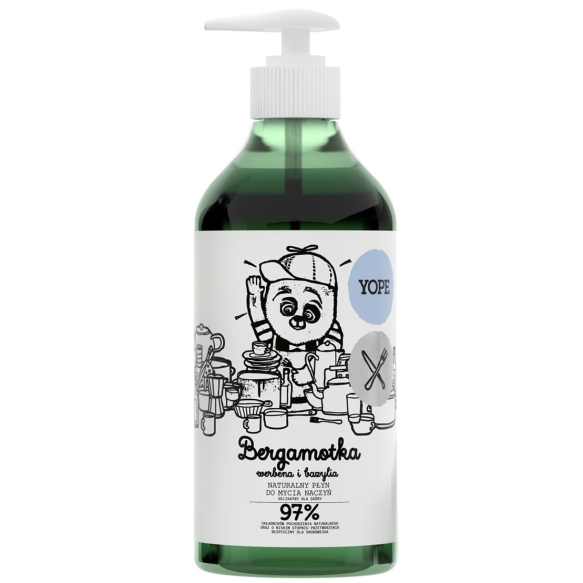 Bergamotka, Werbena, Bazylia Płyn do Naczyń, Yope, 750 ml