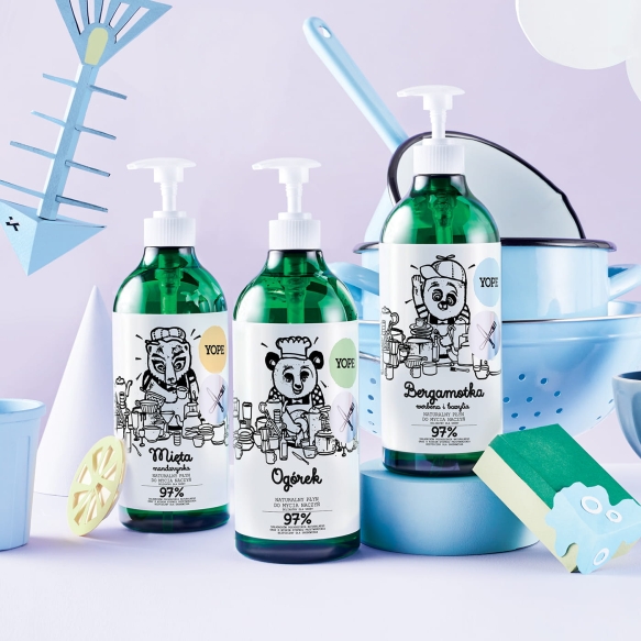 Bergamotka, Werbena, Bazylia Płyn do Naczyń, Yope, 750 ml