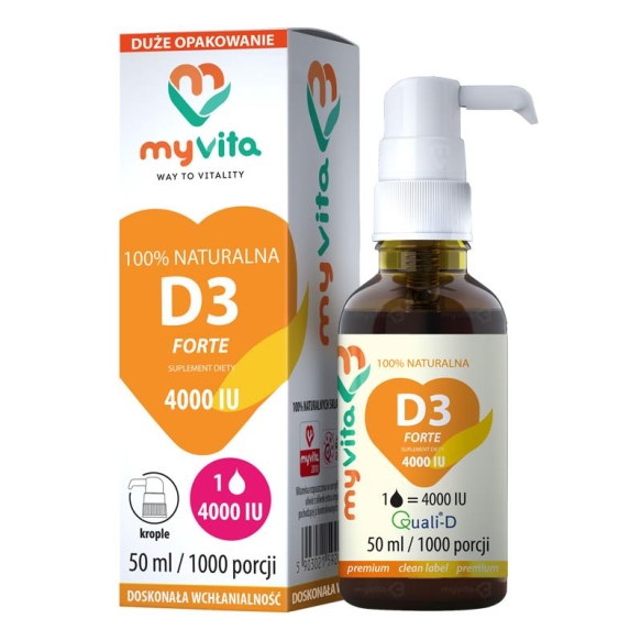 Vitamin D3 4000iu 1000 servings, Drops, MyVita, 50ml