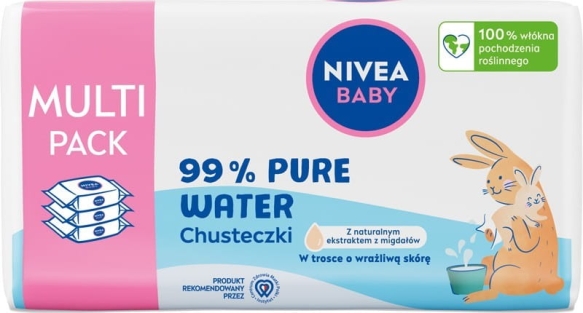 NIVEA Baby Chusteczki  biodegradowalne 99% Pure Water - opakowanie ekonomiczne 3 x 57 sztuk
