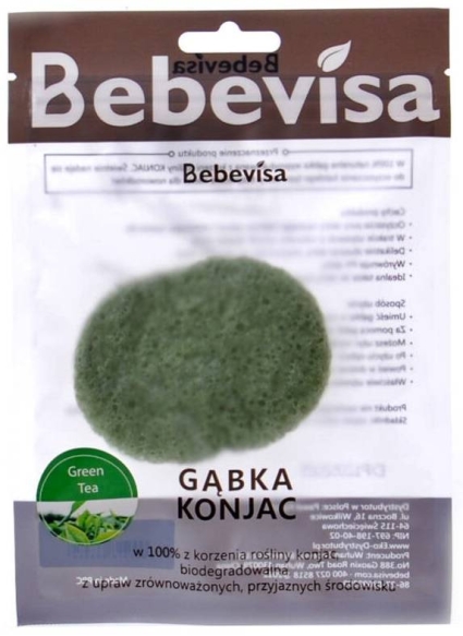 Gąbka Konjac do Twarzy, Owalna, Zielona Herbata, Bebevisa