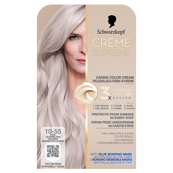 SCHWARZKOPF Creme Supreme Farba do włosów odcień 10-55 Platinum Silver Blonde